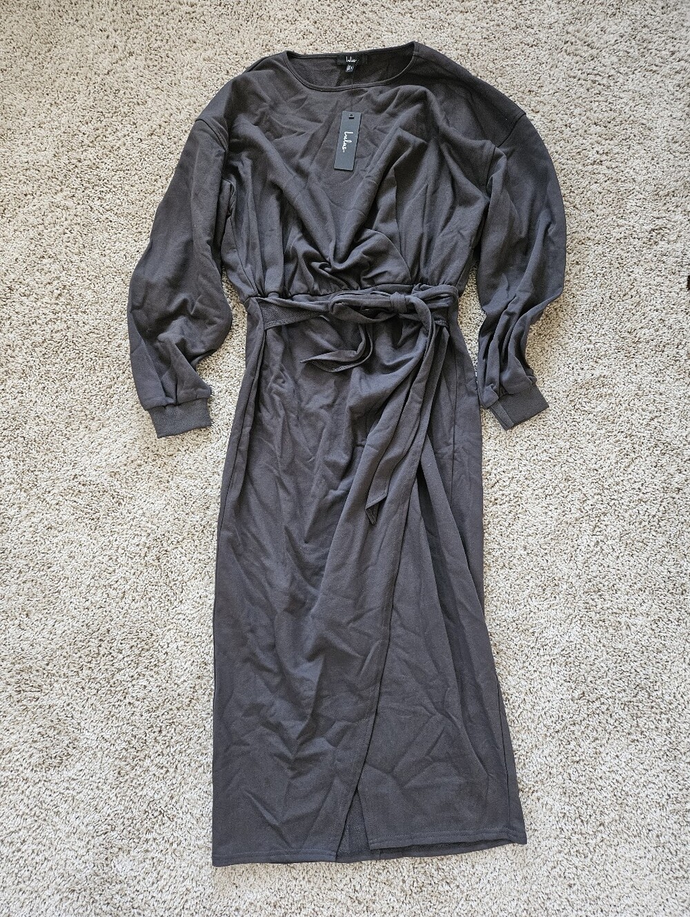 NWT Lulus Gray Belted Maxi Dress